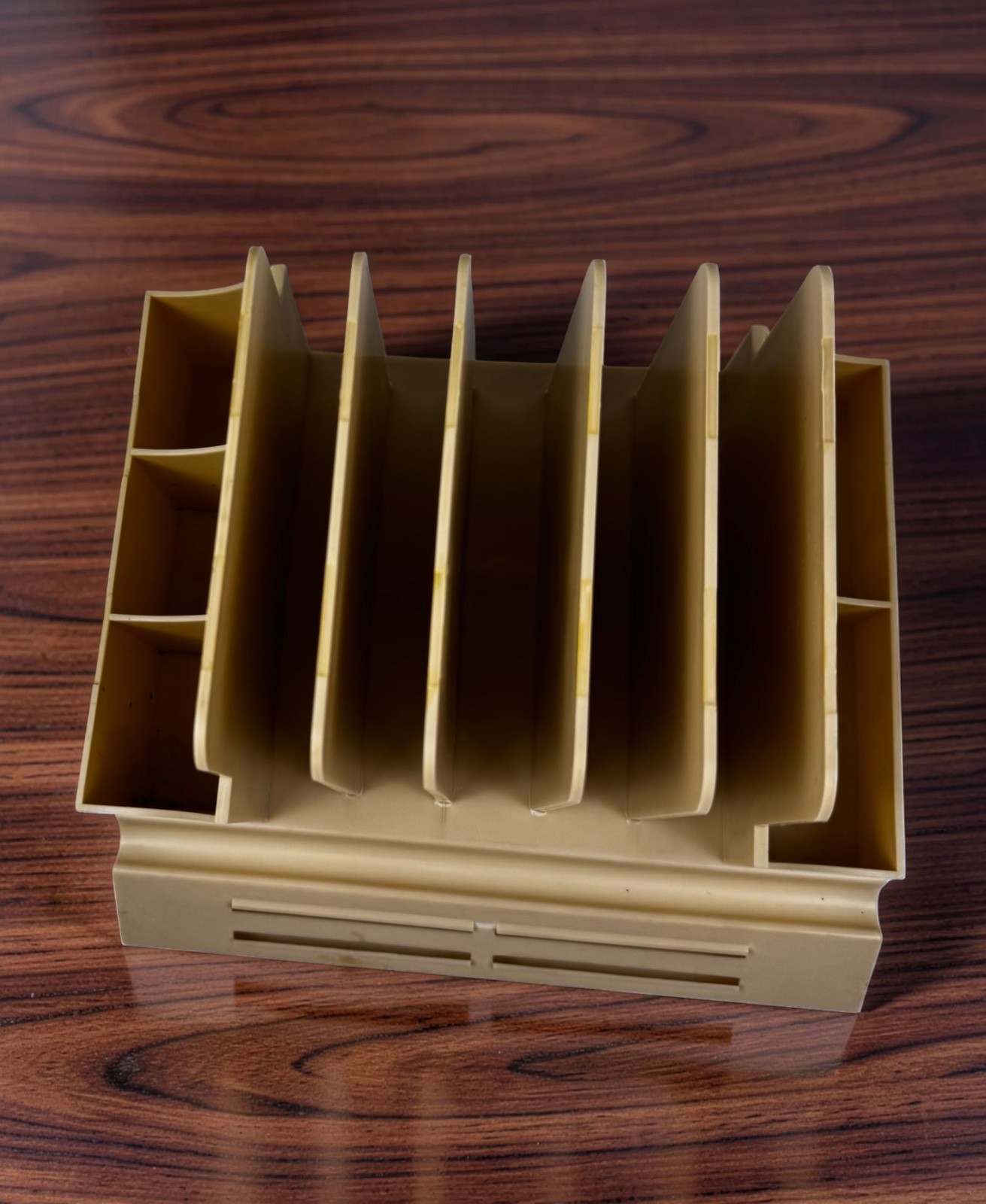 Vintage Action Industries Desk Organizer MCM Plastic Mail Sorter Caddy Tan USA