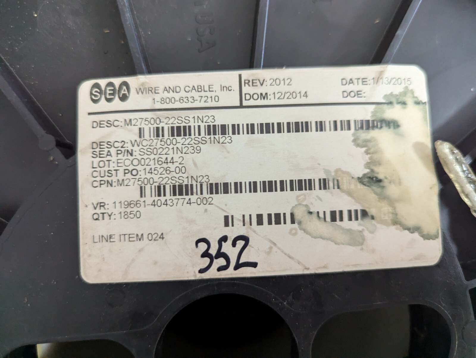 SEA Wire and Cable M27500-22SS1N23 22/1 Nickel Plated Copper ETFE 1800 ft