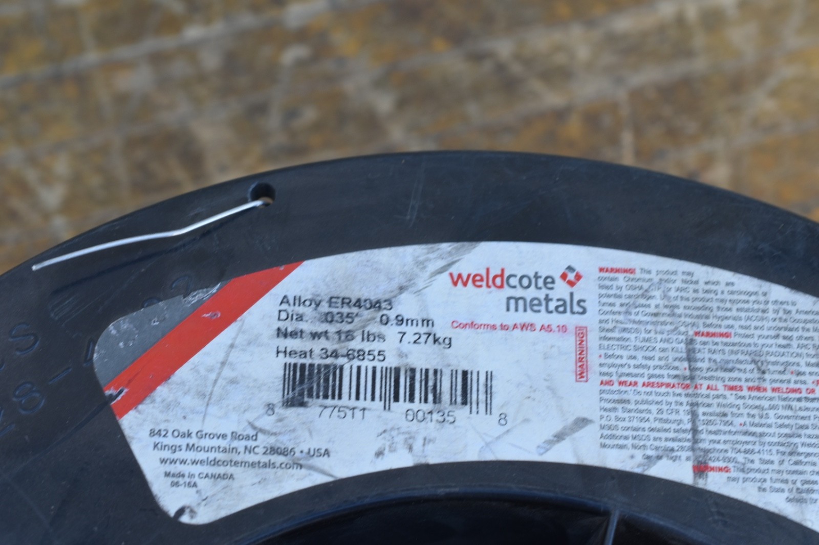 Weldcote Metals alloy 4043, mig welding wire 0.35, 3.70 pounds.