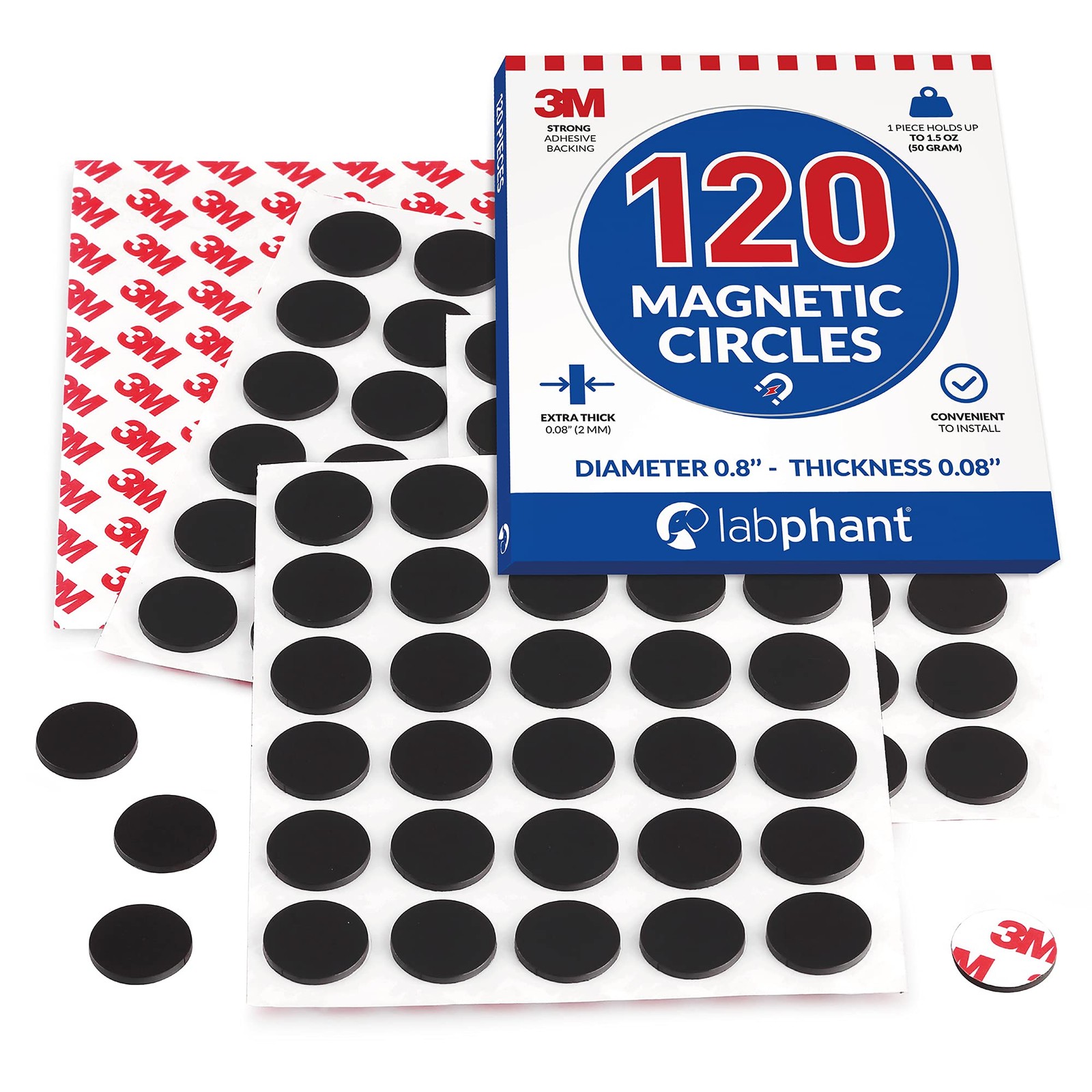 120pcs Magnetic Dots with Adhesive Backing 0.8″ Diameter, Strong 3M Adhesive