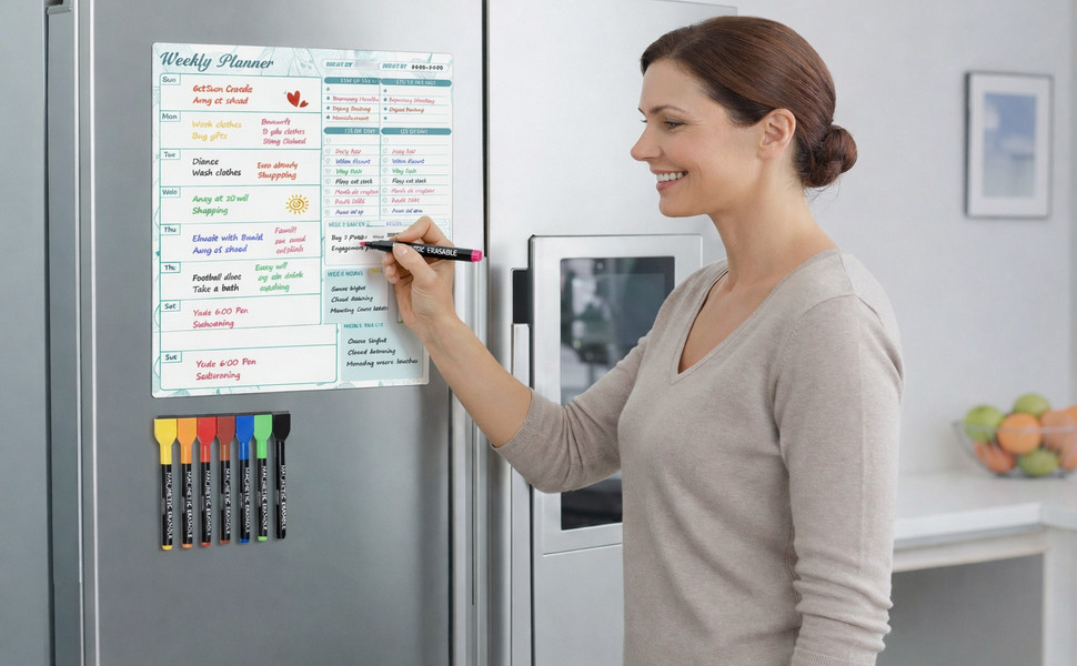Magnetic Dry Erase Markers Fine Tip – 12 Colors Whiteboard Markers with Eraser