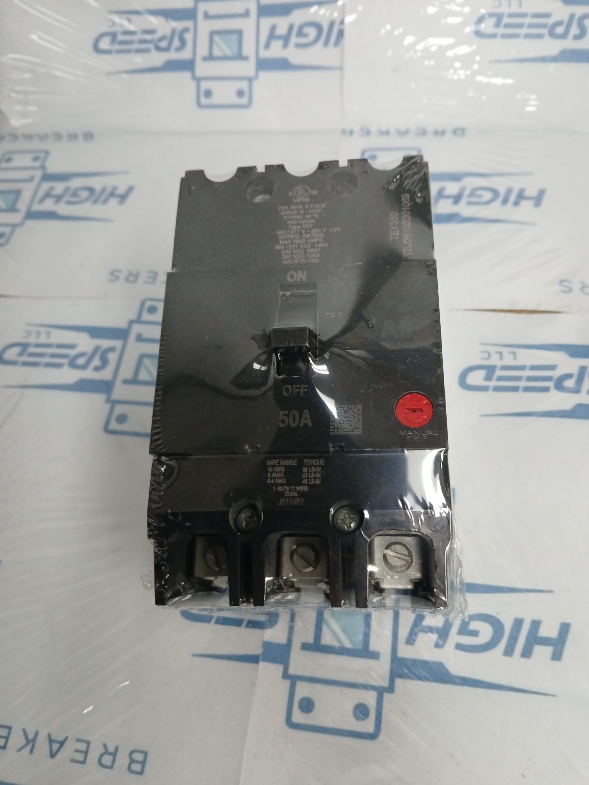 GE NEW TEY350 3 POLE 50A 480/277V BOLT ON MOLDED CASE CIRCUIT BREAKER