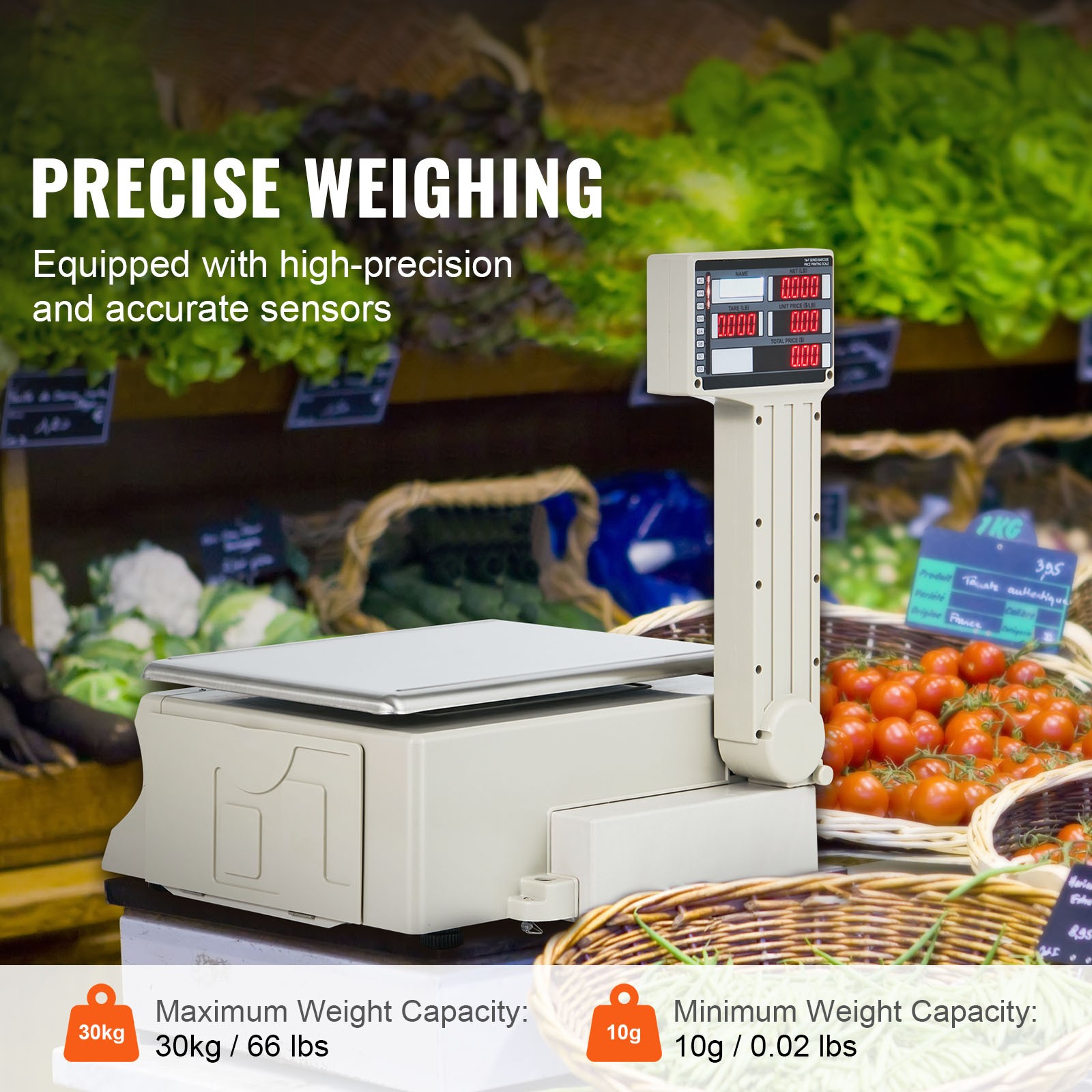 Uimoso 66Lbs 30KG Digital Price Scale for Commercial Food and Meat Weighing
