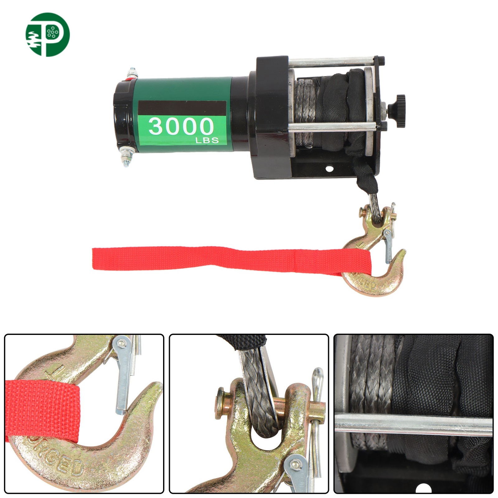 3000lbs Wireless & Wired Remote Electric Winch 32ft Synthetic Rope 12VDC/1.3HP