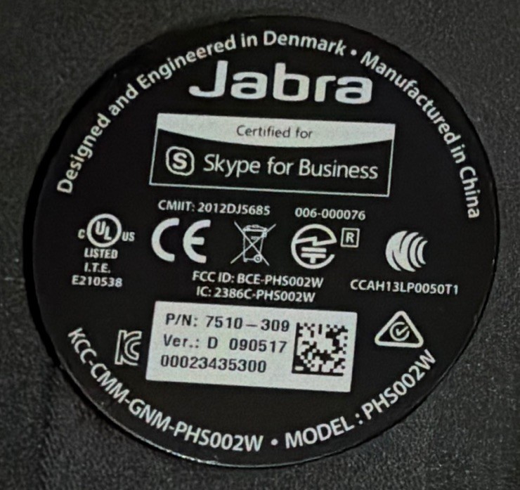 Jabra Speak 510 USB Bluetooth Desktop Speakerphone PHS002W 7510-309 Skype