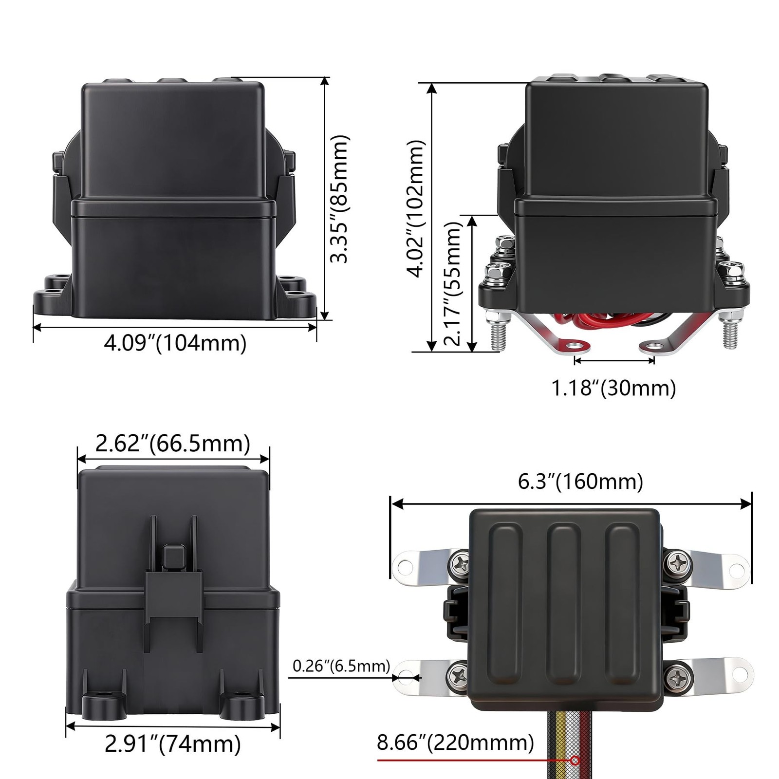 12V Automotive Relay Box 3 Way Relay Fuse Box, with 12 AWG Pre-Wired Universal