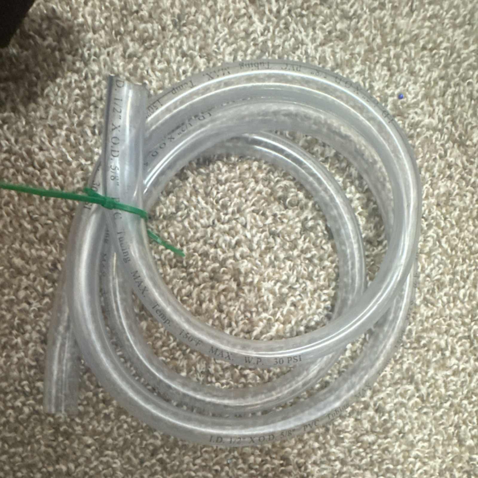 PVC Clear Cut Hose Tubing 1/2 in ID x 5/8 in OD 30 psi Maximum Pressure Durable