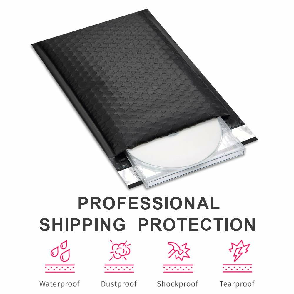 50 #0 Black Poly Bubble Padded Envelopes Shipping Mailers 6X10 (Inner 6×9)