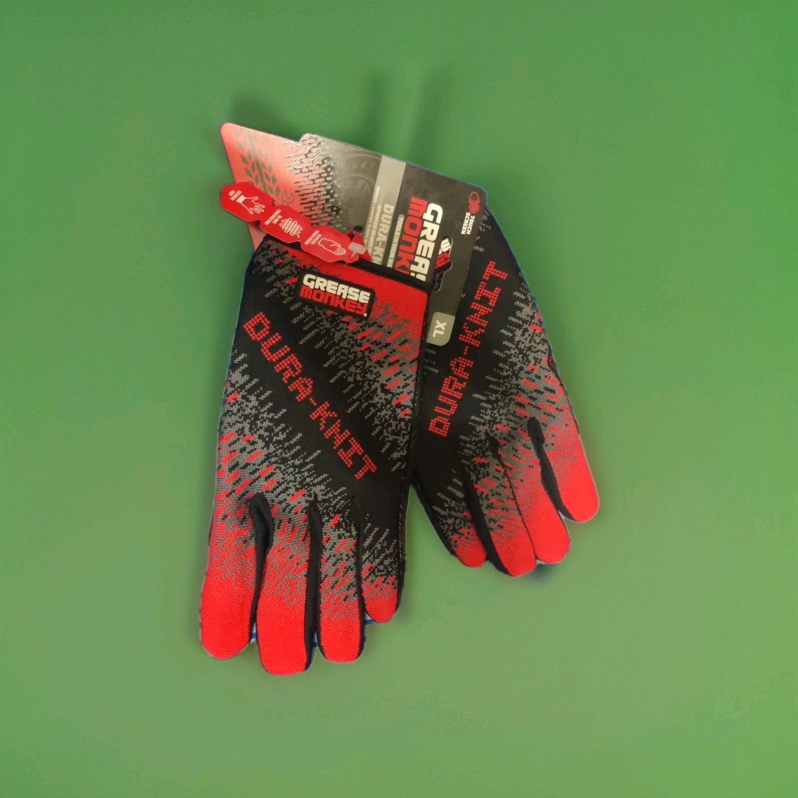 Grease Monkey Dura-knit XL Touch Screen Gloves Red Black Grey Extreme Grip