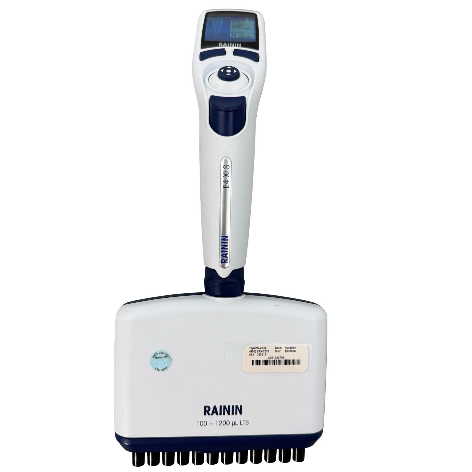 Rainin E4 XLS 8-Channel 100-1200µL LTS Electronic Pipette Calibrated 07/2024