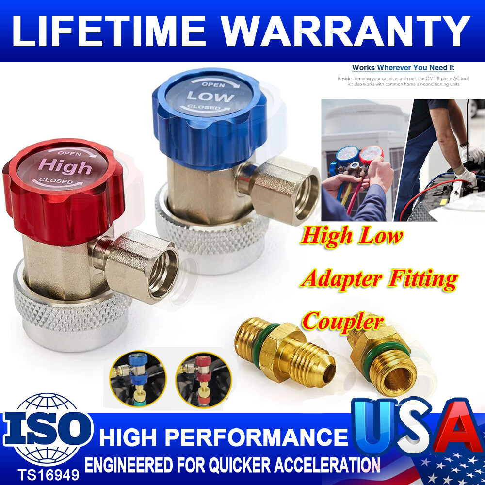 AC High Low Side Quick Connector Adapter Fitting Coupler Kit For Car AC 1/4″ SAE