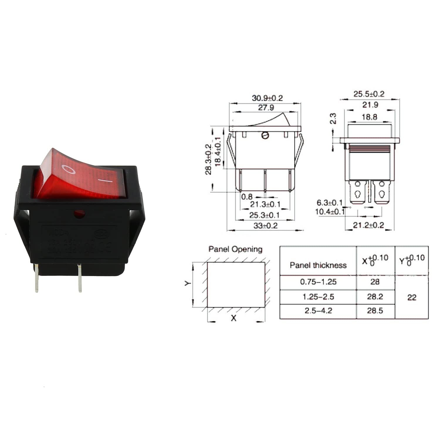 2pcs Rocker Power Switch KCD4-201 16A 250V AC 4 Pin 2 Position ON/Off Power S…