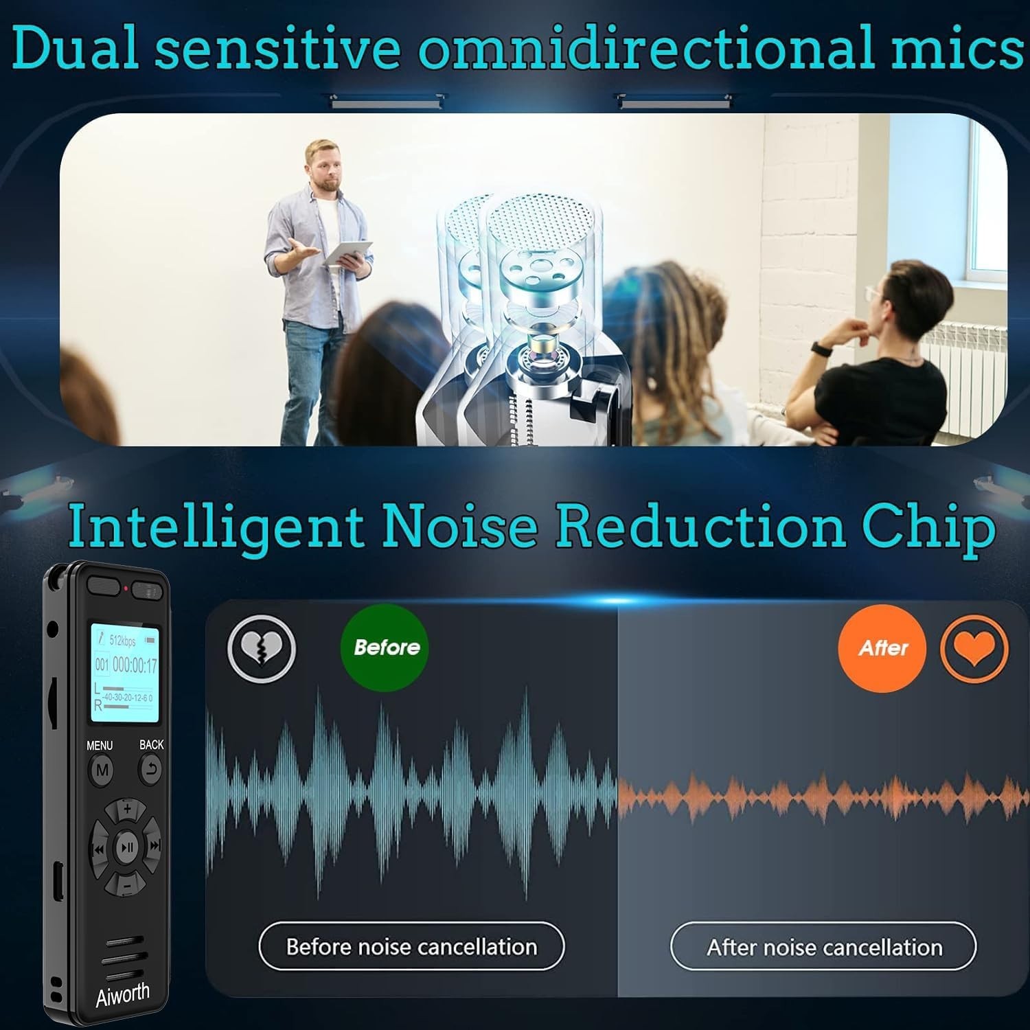 High-Quality 1536Kbps Digital Recorder – Password Protected & Variable Speed