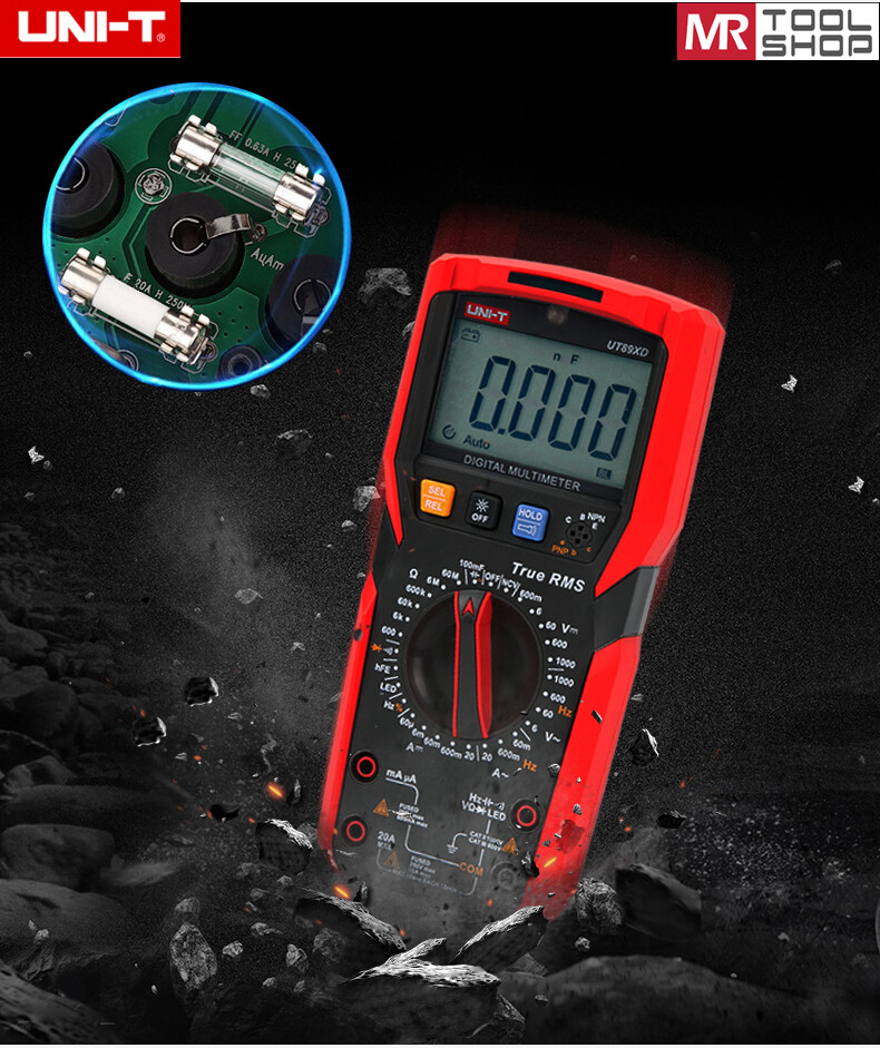 UNI-T TRUE RMS Digital Multimeter AC DC Volt Amp meter LED NCV Test Cap Ohm Freq
