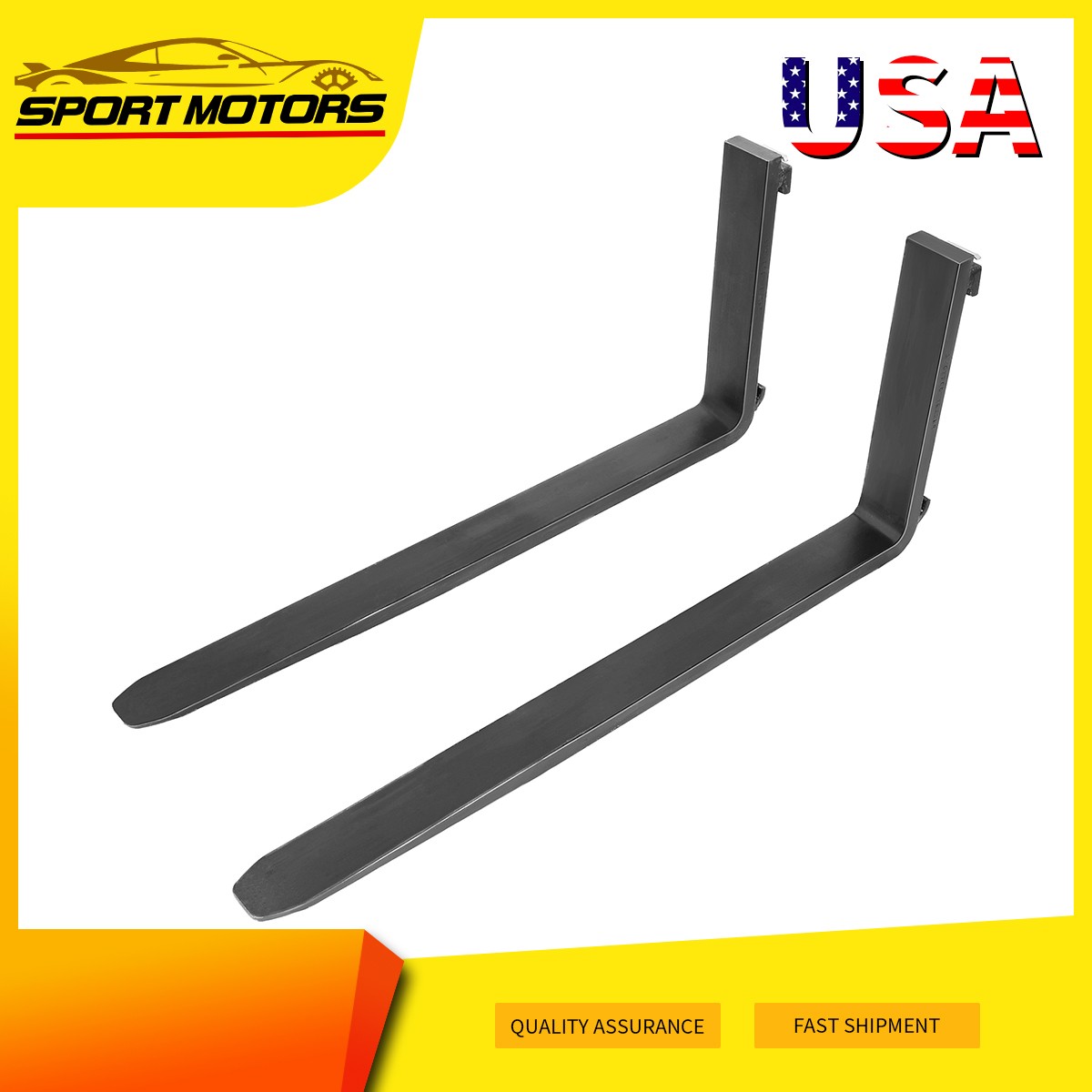 2-Piece 42″ Pallet Fork Blades for Forklifts and Skid Steers 2500 LBS Load Heavy