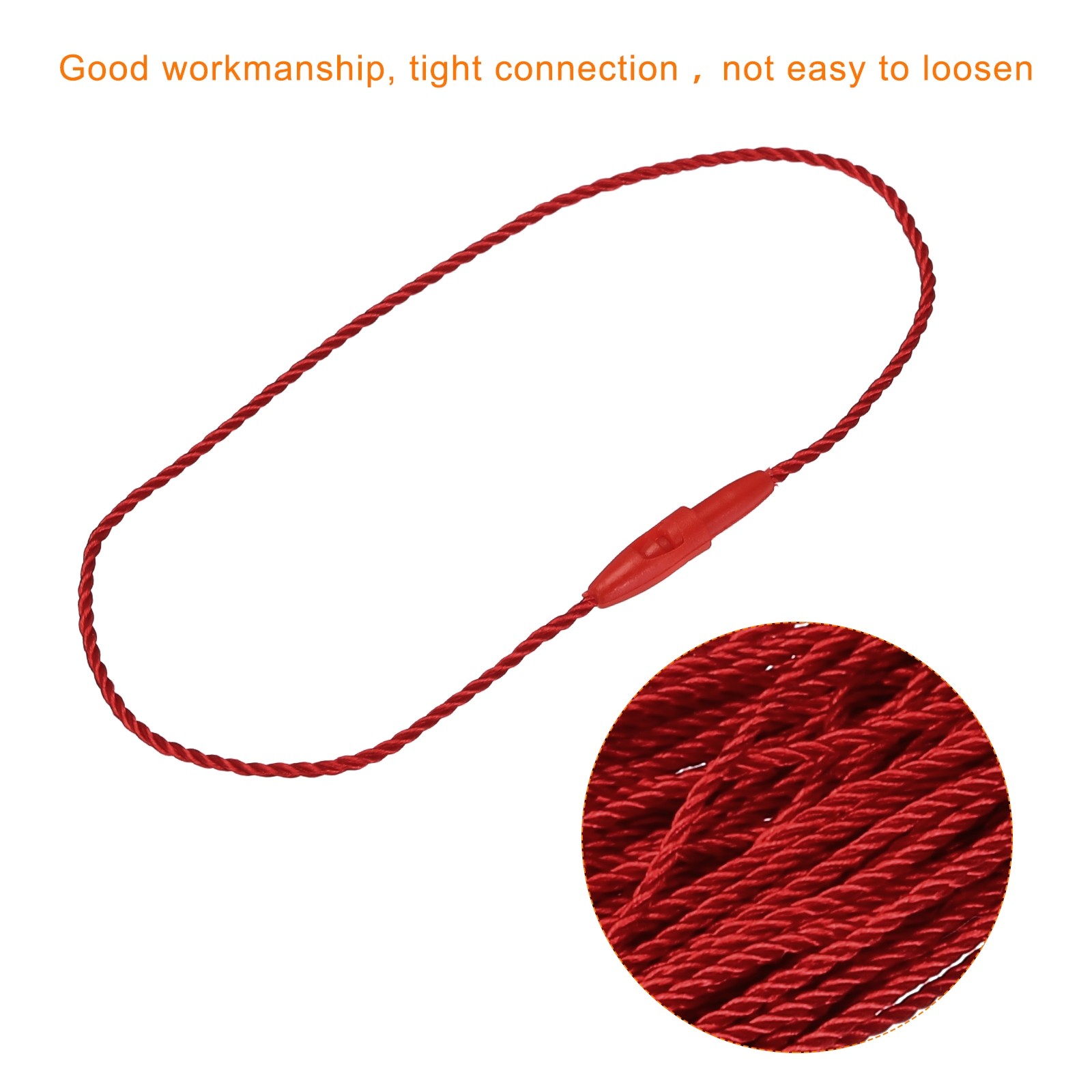 200 x Polyester Rope Hang Tag String Snap Lock 190mm 1mm Red