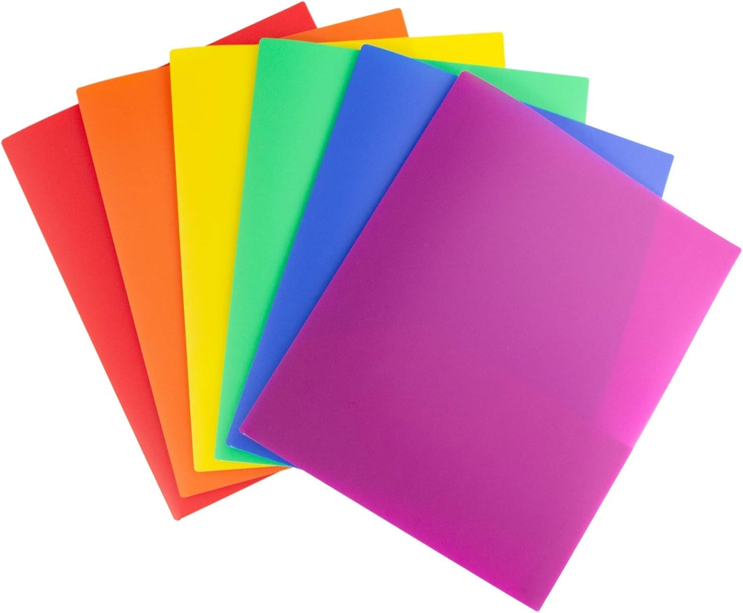 Plastic 2-Pocket Folders, 8.5×11, Assorted, 6 Pack, Poly
