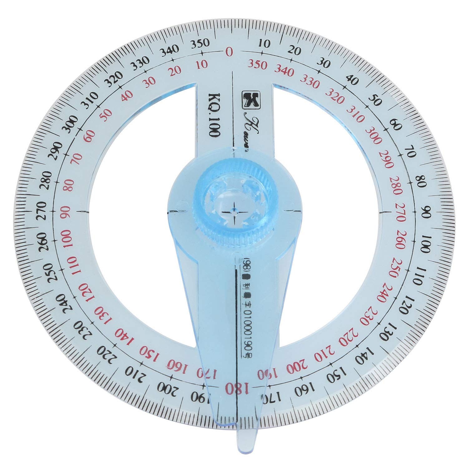 Longdex Swing Arm Protractor Plastic 4Inch 360 Degree Light Blue