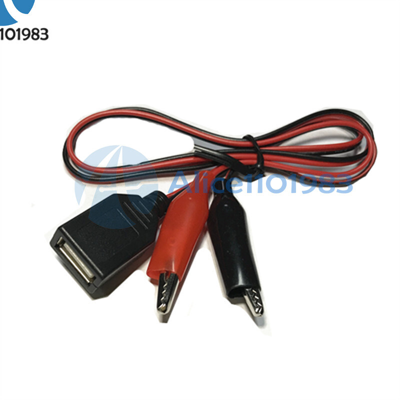 Alligator Test Clip Clamp to USB Female/Male Connector Adapter Cable Cord