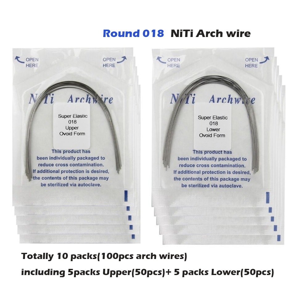 100pcs Dental Orthodontic Arch Wire Super Elastic NiTi Ovoid Natural Form Round