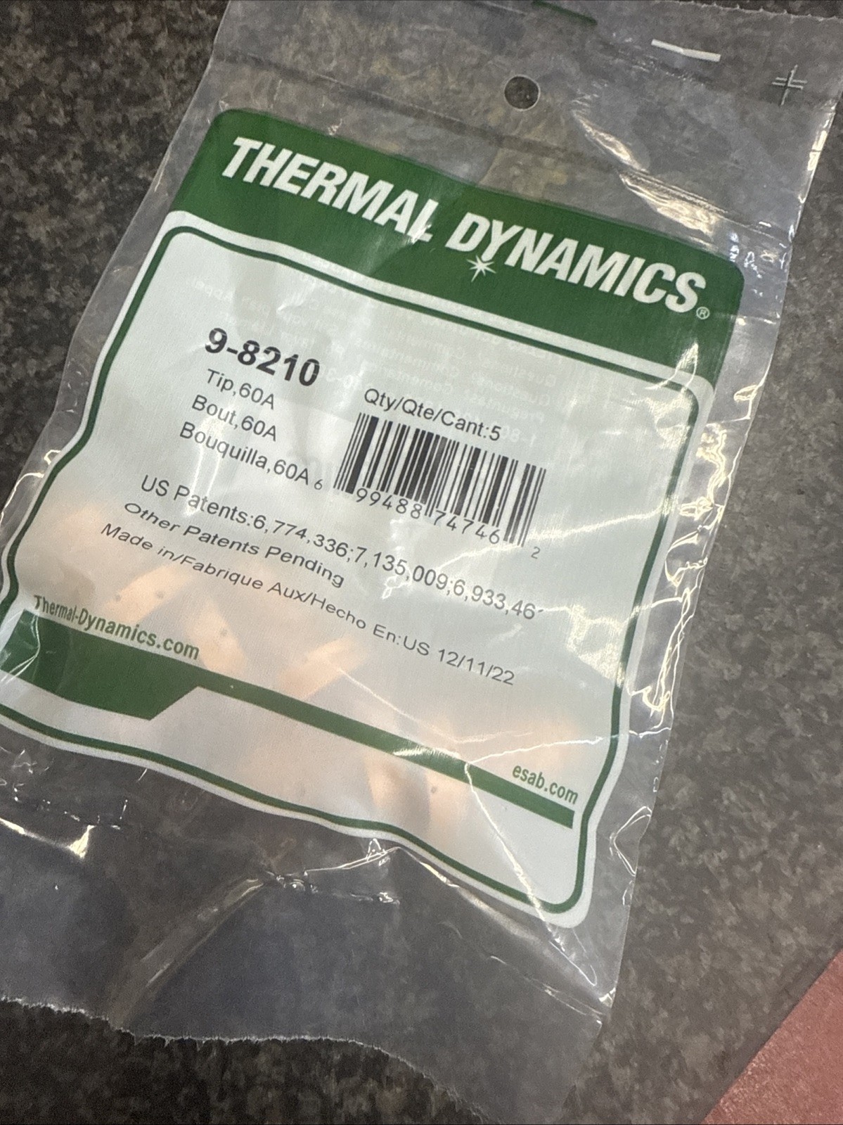 5pk Genuine Victor Thermal Dynamics 9-8210 plasma cutter tips 60A