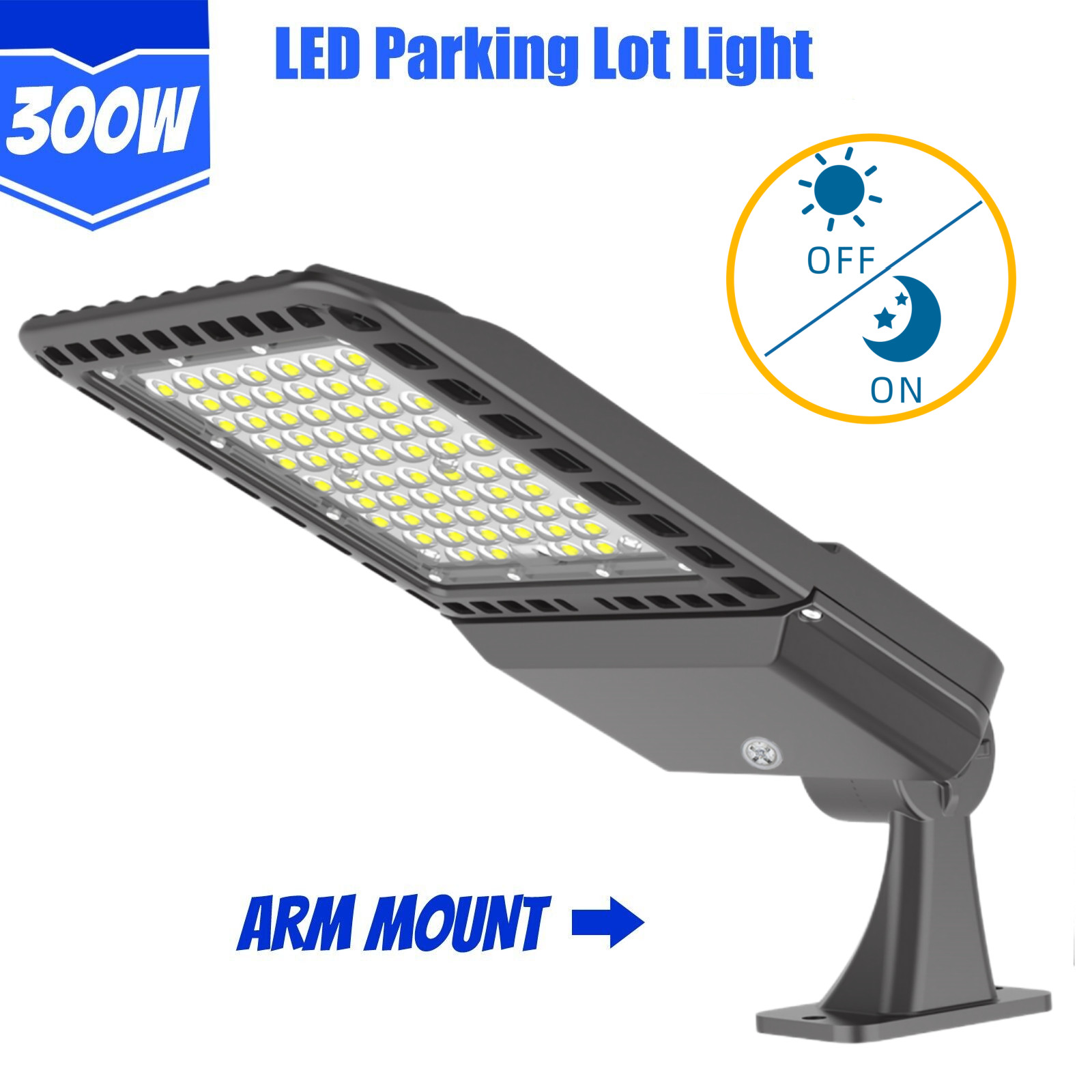 LED Parking Lot Light Street Pole fixture Shoebox Area Light Photocell (300Watt)