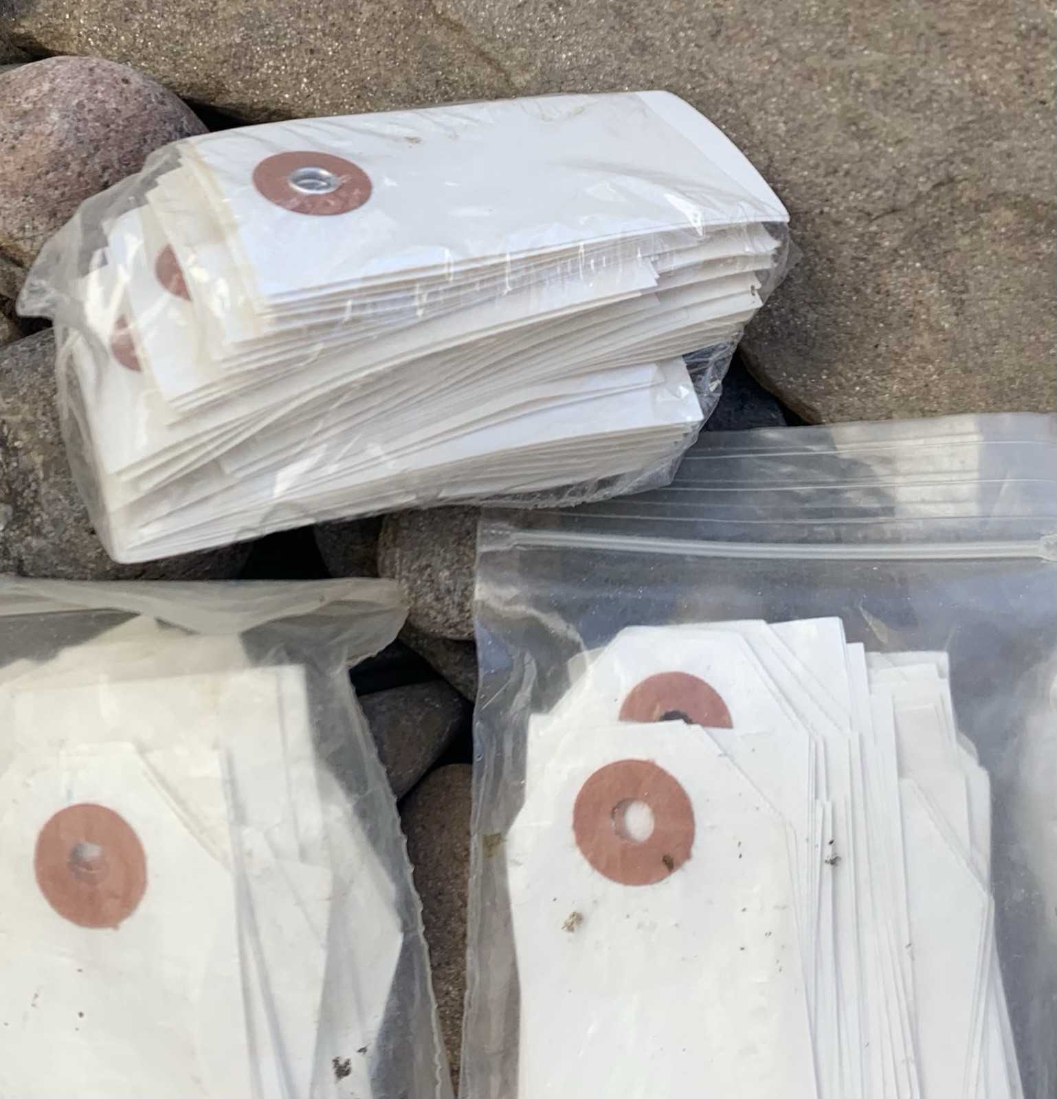 White Inventory Tag Lot. New