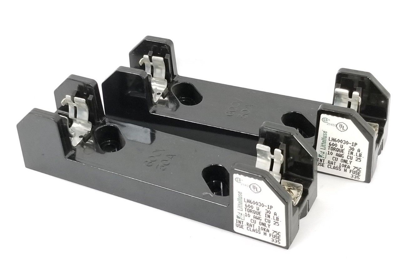 LOT OF 2 NEW LITTELFUSE LH60030-1P FUSEHOLDERS 600V 30A 10AWG CU-25 10KA 75C