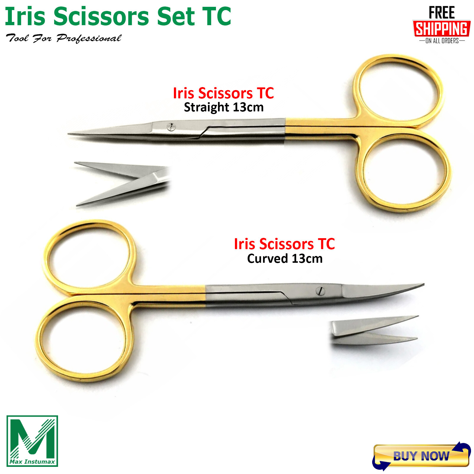 TC Iris Scissors 4.5″ Curved and Straight German Dental Surgical Instruments