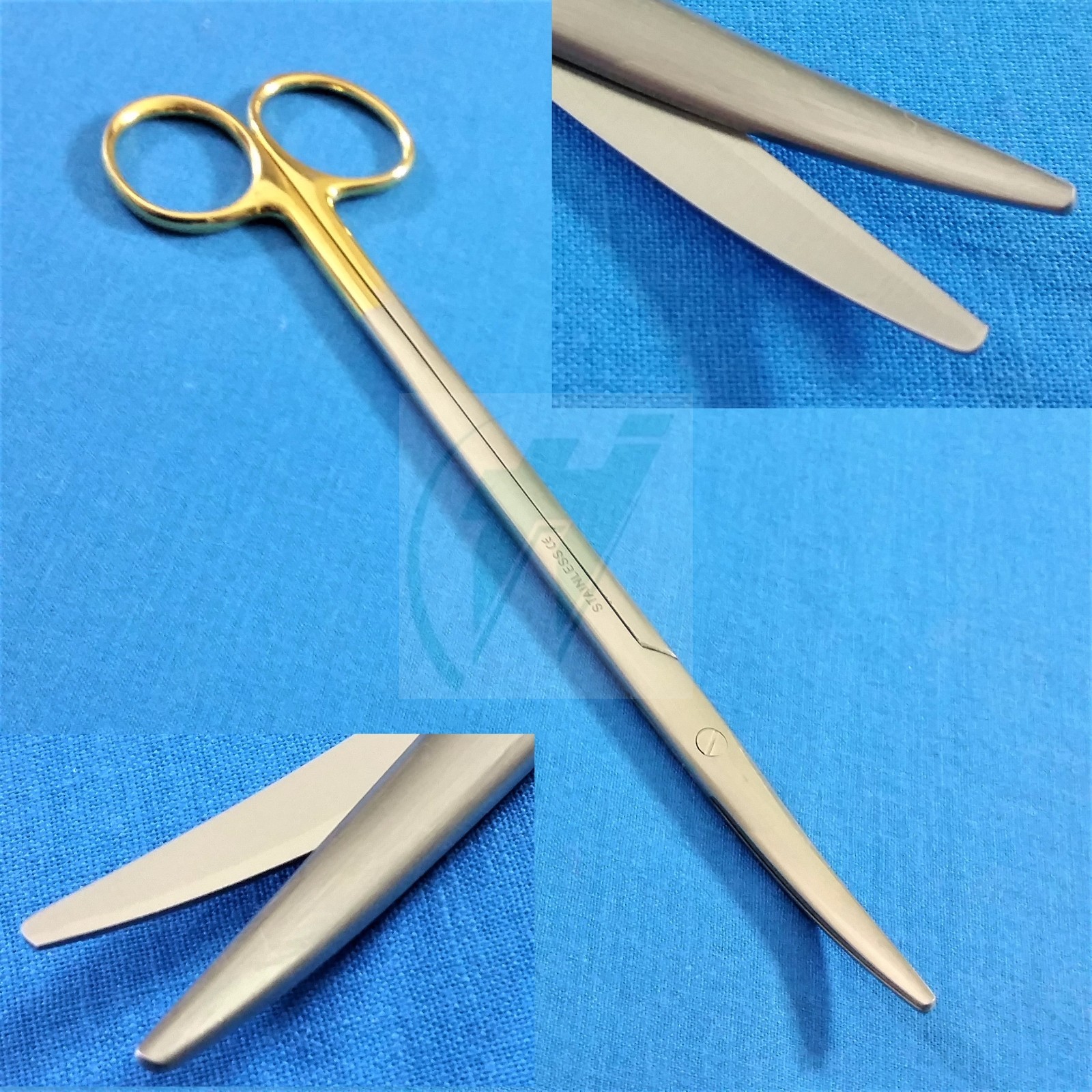 GOLD HANDLE PREMIUM QUALITY METZENBAUM DISSECTING SCISSORS 7″ CURVED BLUNT