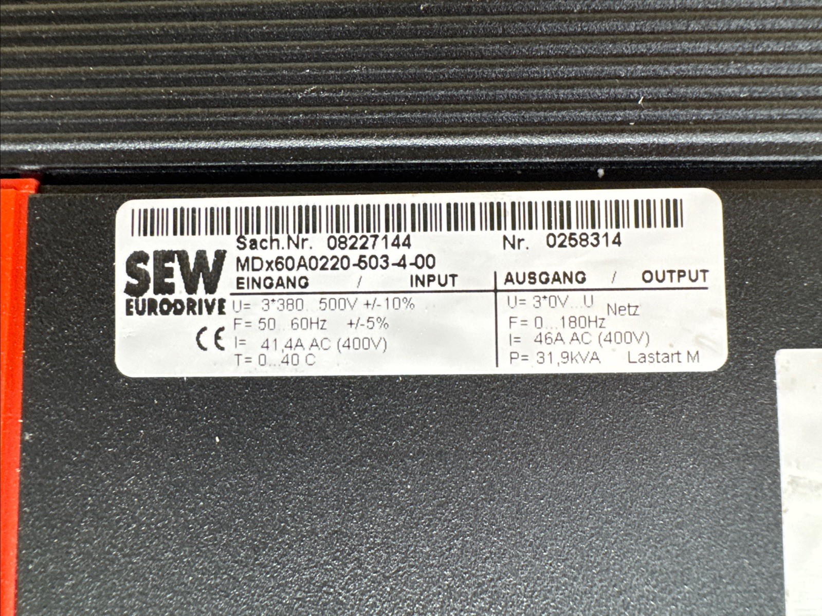 SEW EURODRIVE MOVIDRIVE MCV40A0220-503-4-00 08269165 08234639 MCV40A-00