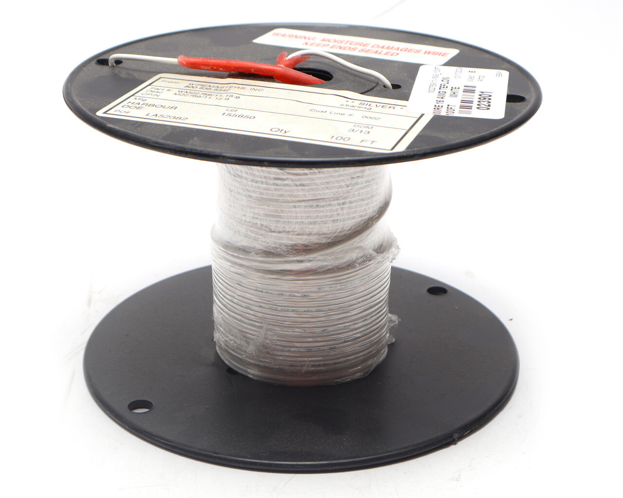 M22759/11-16-9 16AWG, Silver Plated, PTFE Jacketed Wire, White, 100 Foot