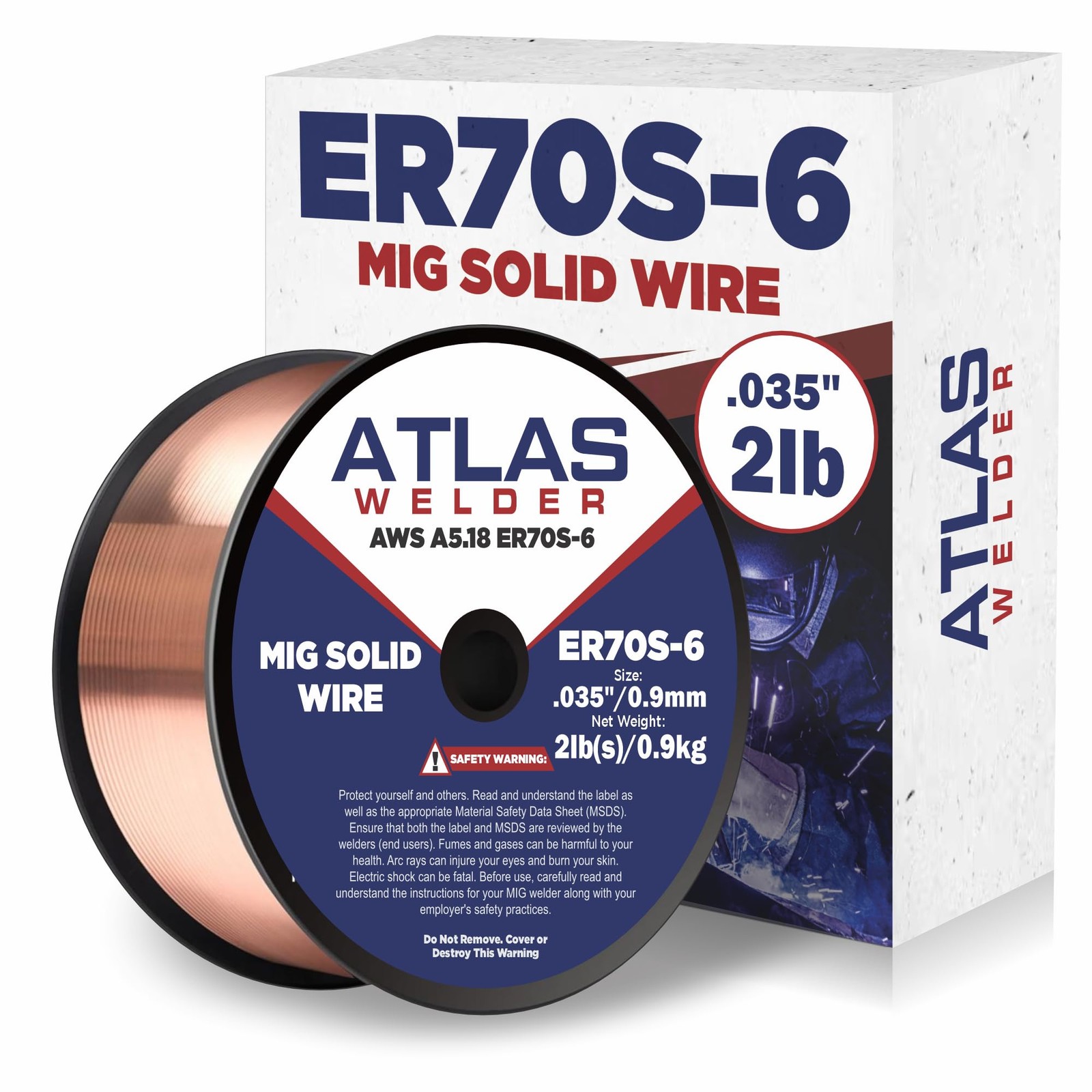ATLASWELDER Solid MIG Welding Wire, ER70S-6 .035 Inch 2LB 2 LB, .035″ 2lb