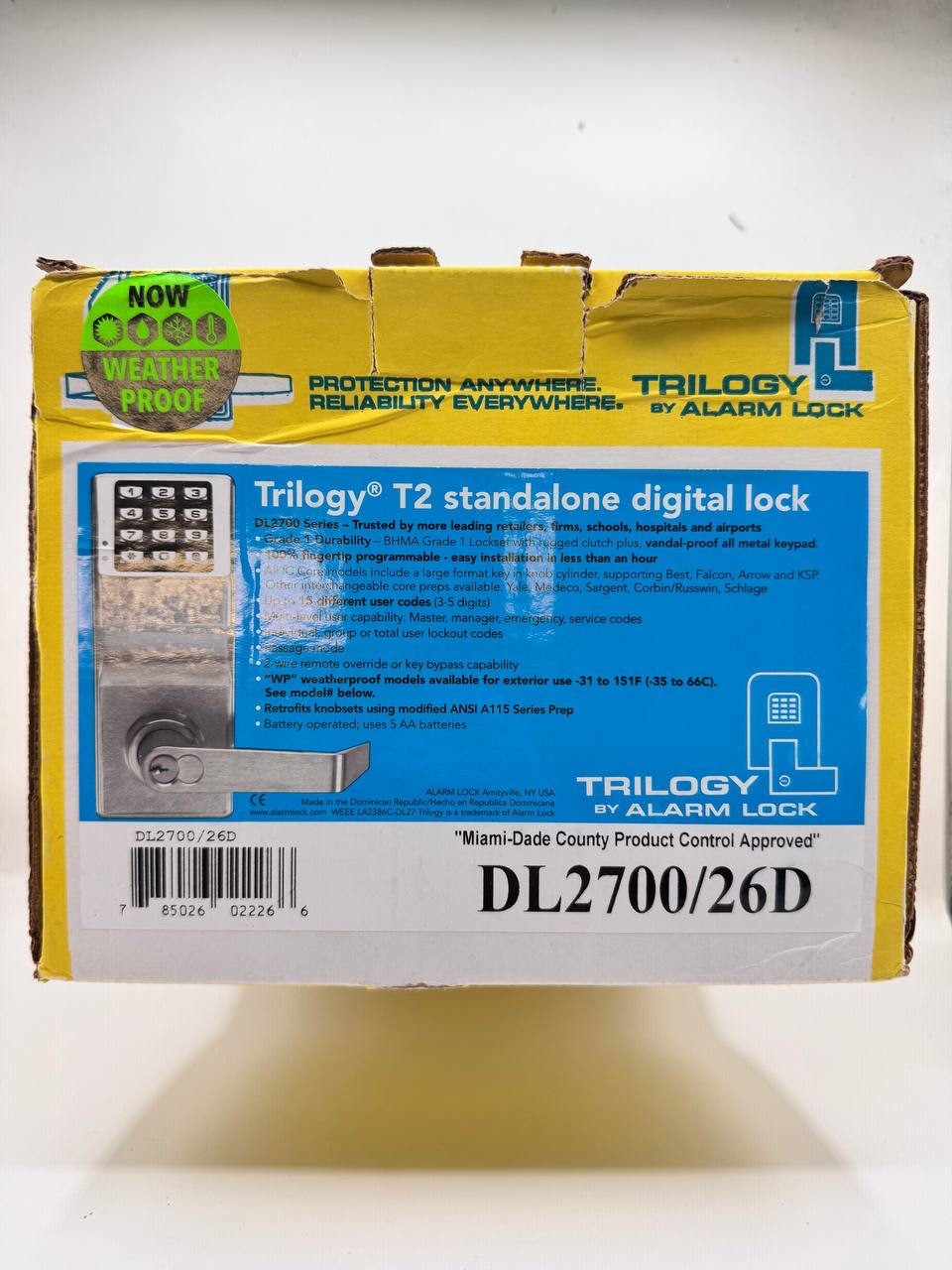 Trilogy T2 Alarm Lock Standalone Digital Electronic Keypad Code Lock DL2700 26D