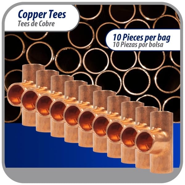 Appli Parts AP-T014B10 1/4in Wrot Copper Tee CxCxC Connections for…