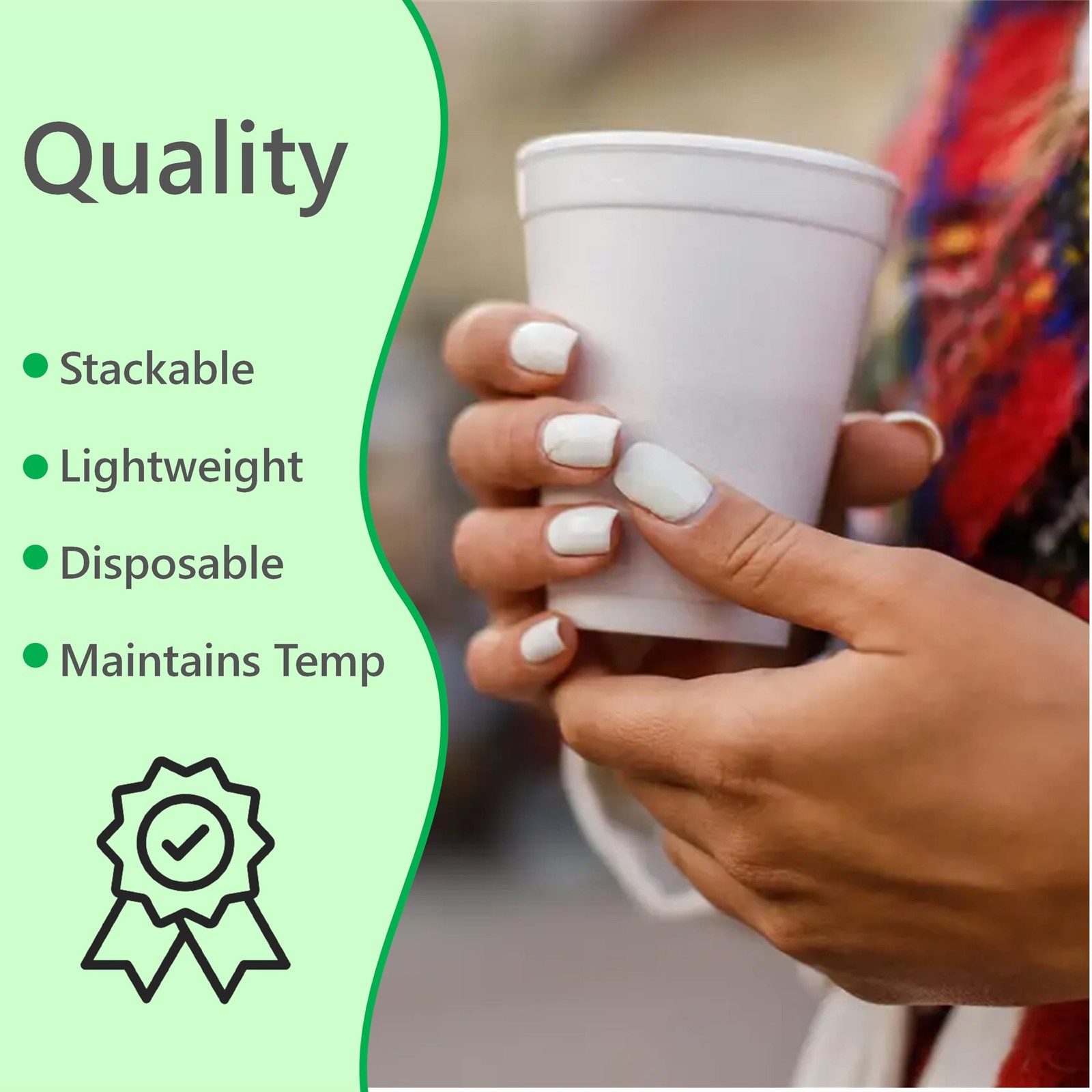 12 OZ Foam Cups for Hot & Cold Drinks Styrofoam Coffee Cup Disposable Drinkware
