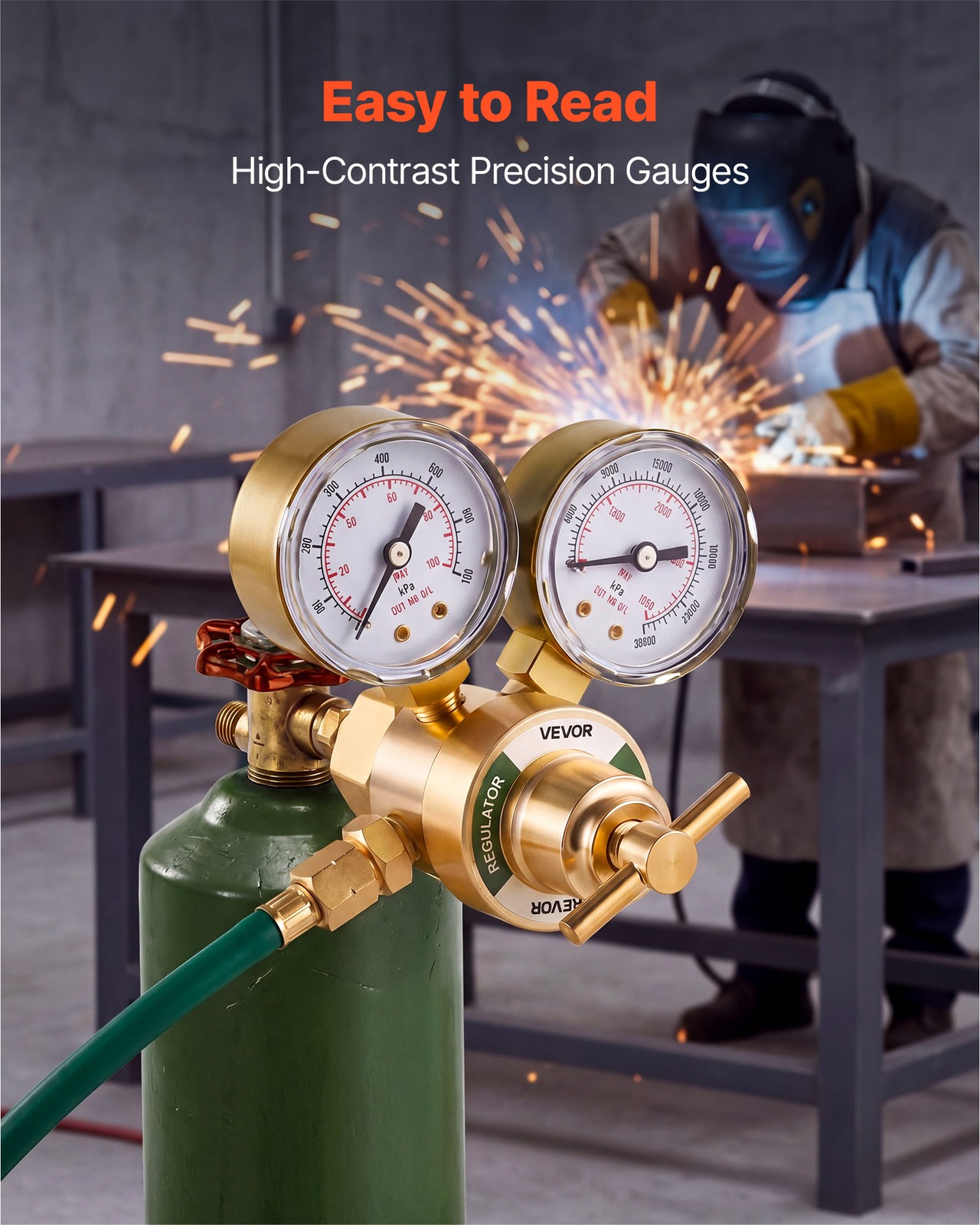 VEVOR Oxygen Regulator 0-4000PSI Welding Gas Gauge with CGA-540 Inlet Connection