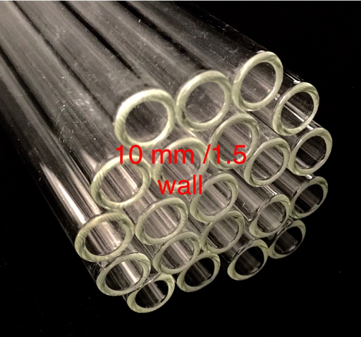 Borosilicate Glass Blowing Tubing 12″ 10mm OD ,inner 7 mm ,1.5mm Thick Wall