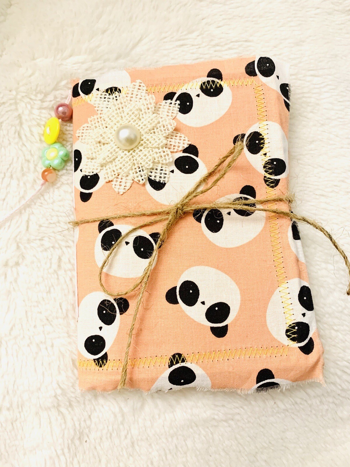 Panda Journal, Panda Notebook, Handmade Panda Softcover Journal, Junk Journal