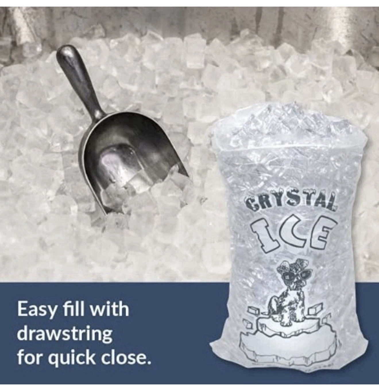 Ice Bags with Drawstring Commercial Grade 8 LB/ 10LB/ 20LB CHOOSE QUANTITY