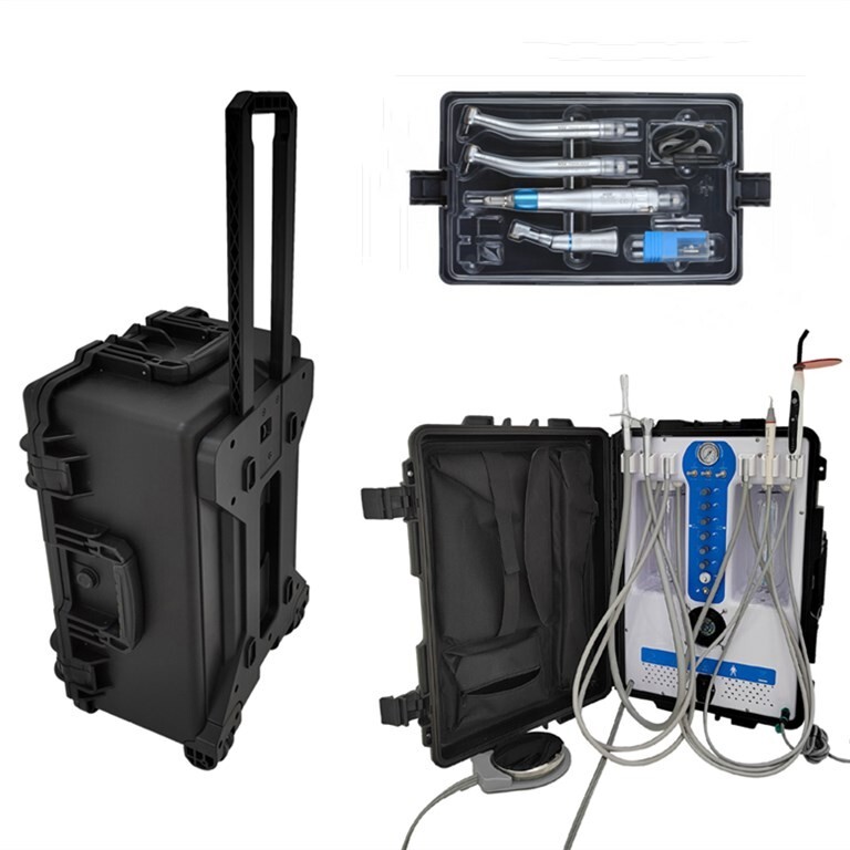 Portable Dental Unit w/ Air Compressor Curing Light Piezo Scaler 4H + Handpieces