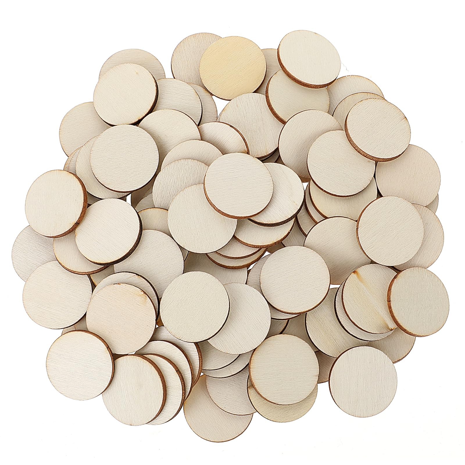 Giantree 100 Pcs 1 Inch Unfinished Wood Circle Disc, Round Blank Wooden…