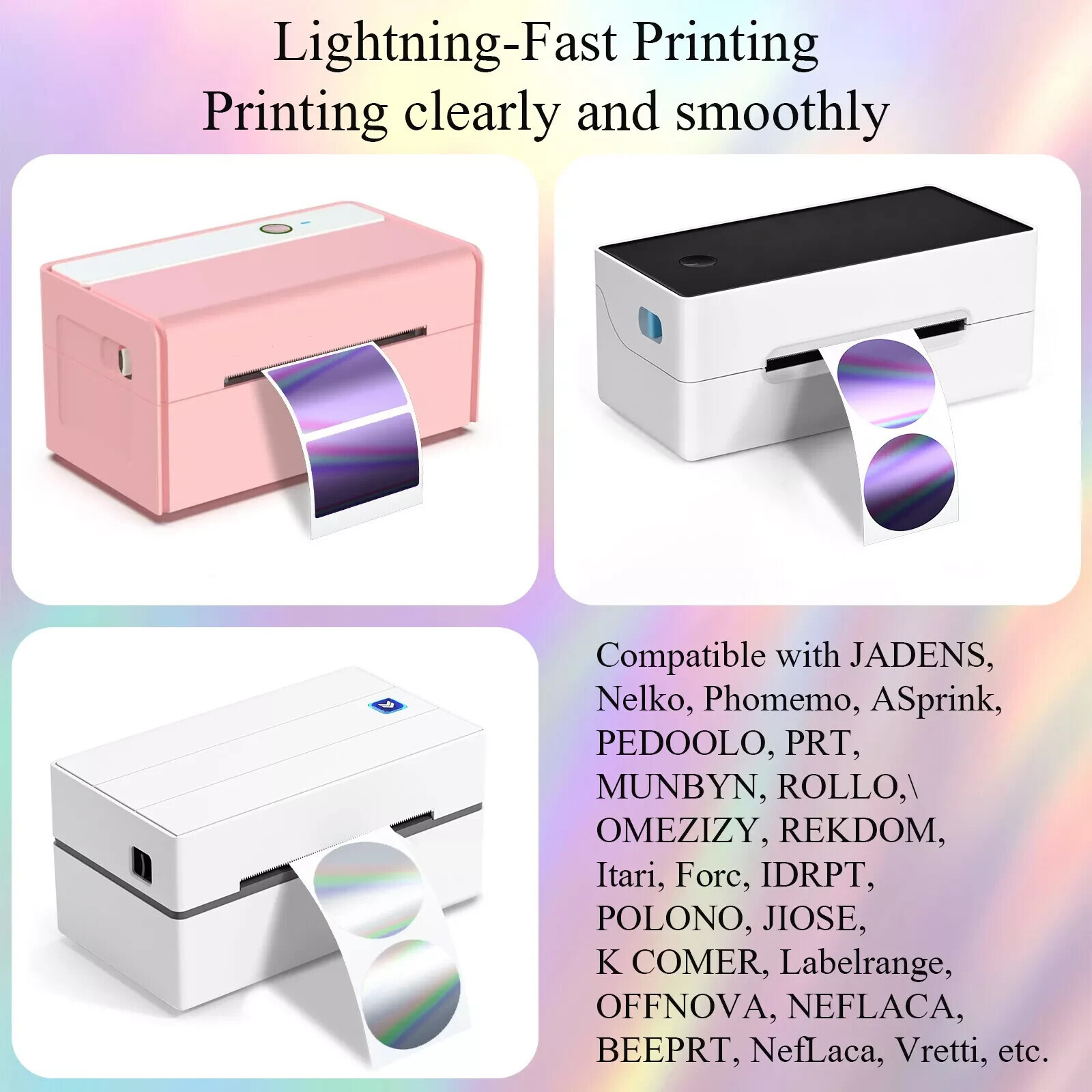 2″ Round Holographic Thermal Stickers 400/Roll for MUNBYN Zebra Not for DYMO