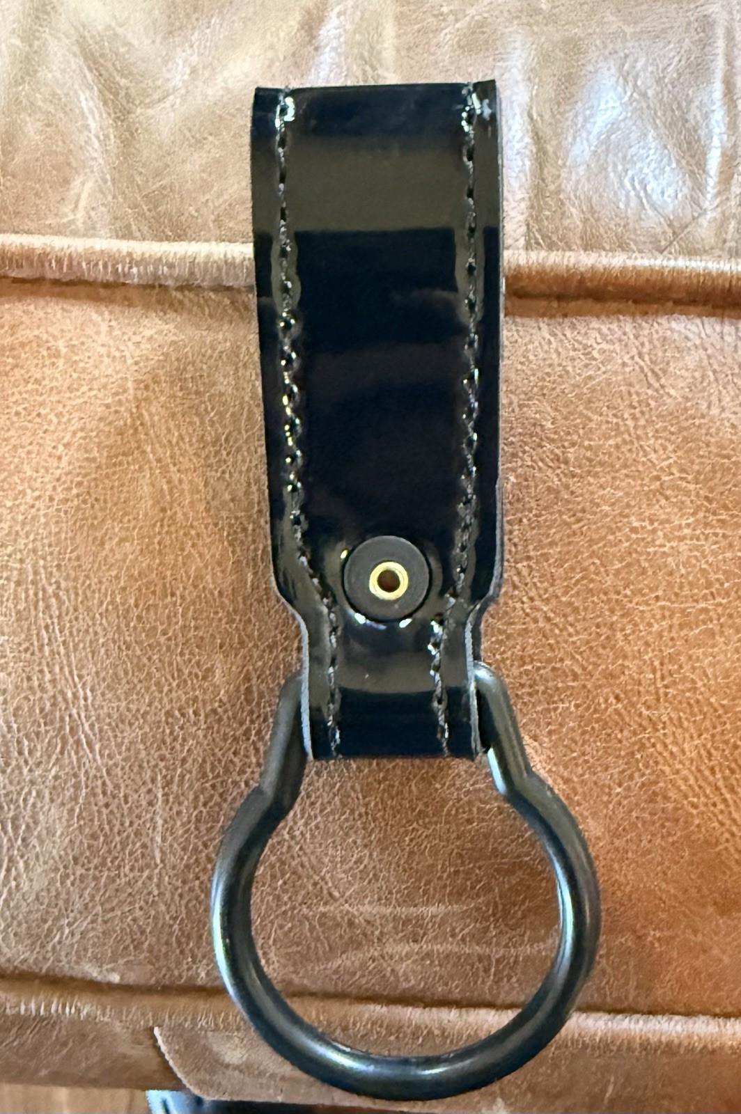 Police Black Leather Detachable Snap Strap Flashlight Holder