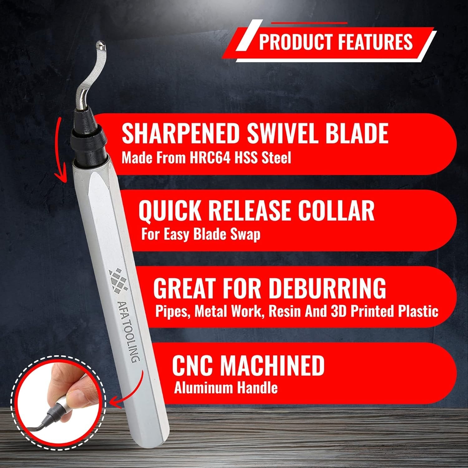 Micro-Polished Deburring Tool with Durable HSS Blades – Lightweight & Ergonomic