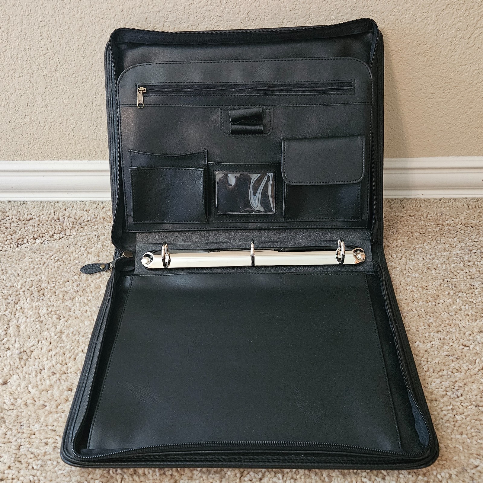 Executive Padfolio 3 Ring Binder Organizer Portfolio w/ Handle Zip Case
