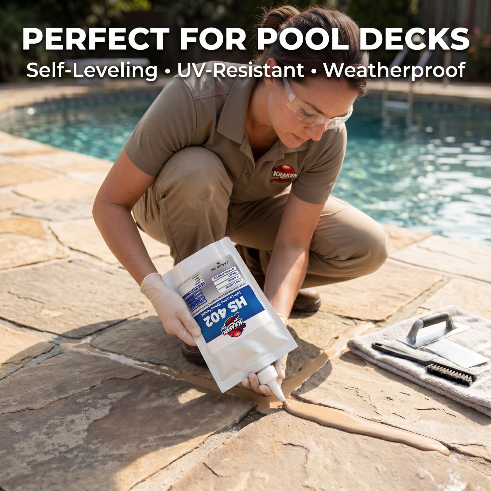 Kraken Bond HS 402 Self-Leveling Hybrid Sealant, 32fl.oz 2 Pack – Tan