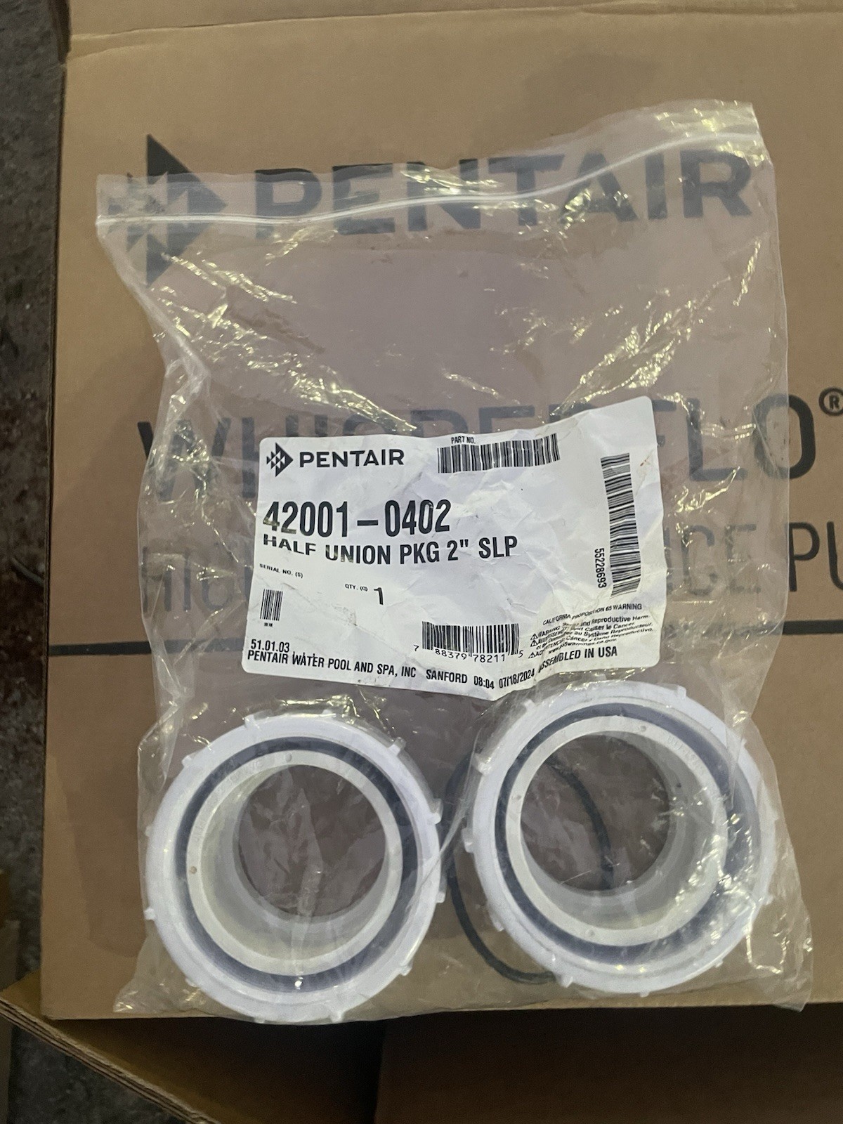 Pentair Half Union Pkg 2″ SLP 42001-0402 New