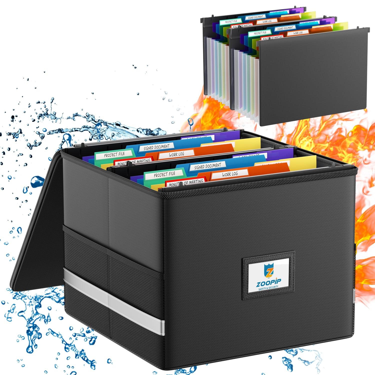 Fireproof File Box with Hanging File Folders Letter Size Organizer Pockets