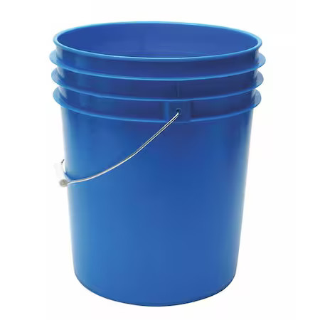 5 Gal Open Head Pail, 12-3/8 In Dia, 14-3/4 In H, Blue, Hdpe, Rop2150bl-M